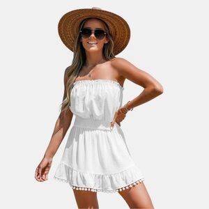 Cupshe White Strapless Mini Dress